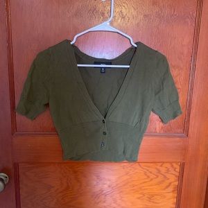 Green cropped cardigan